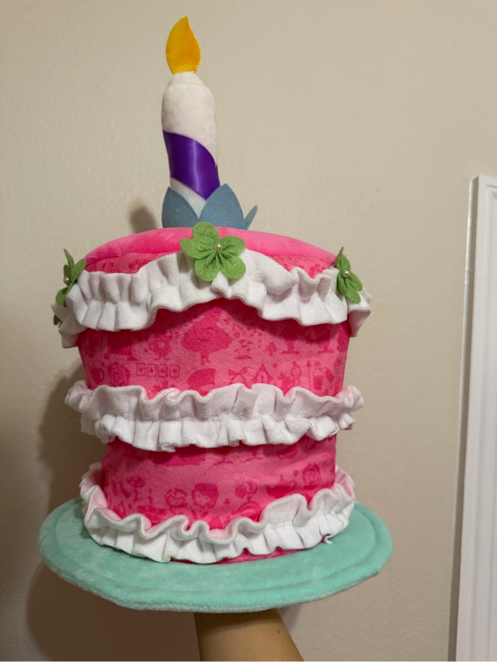 Pink Plush unBirthday Cake Hat mad hatter Alice in wonderland